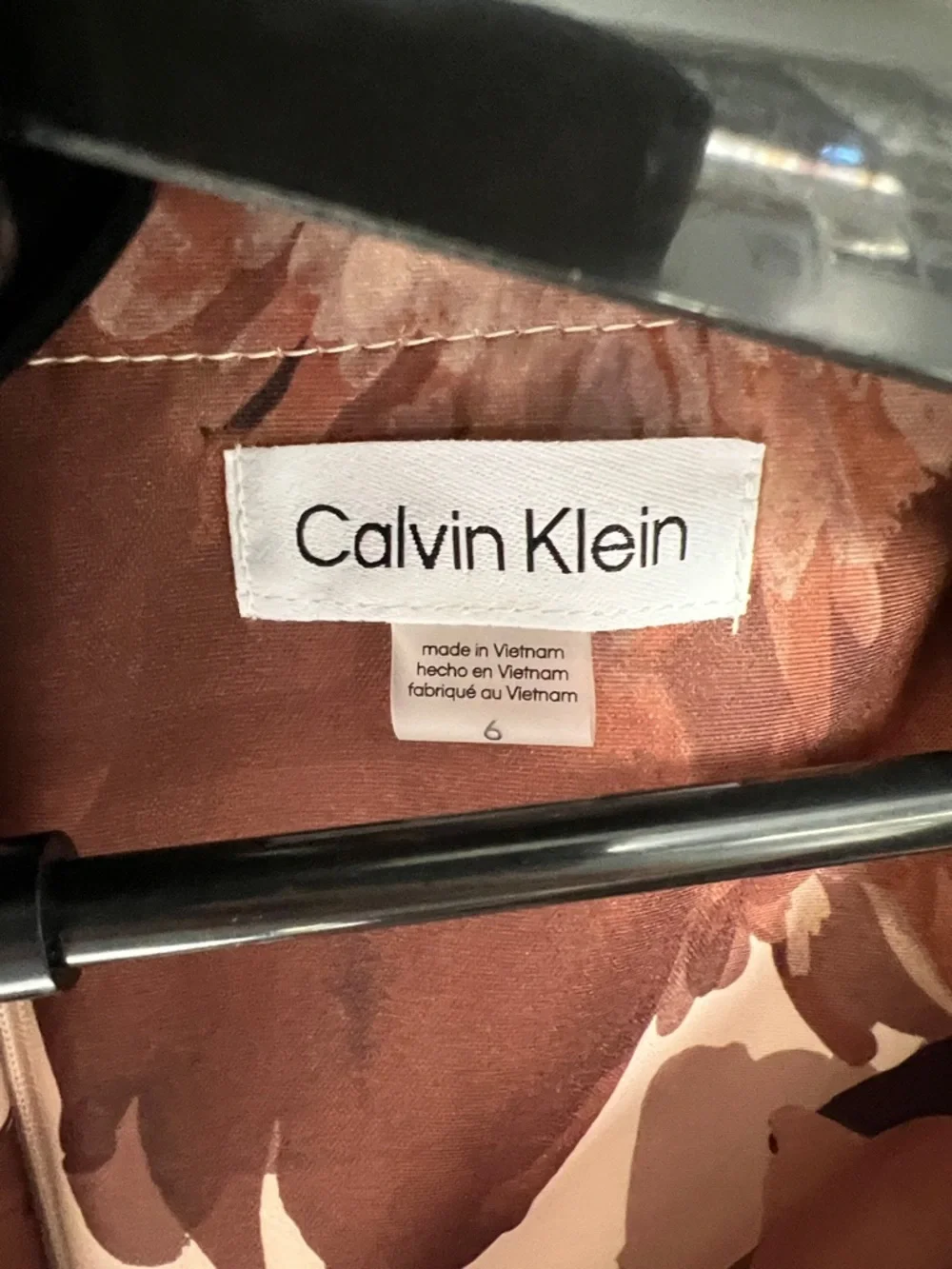 Calvin Klein Tan & Brown Floral Belted Scuba Sleeveless Midi Dress - Picture 2 of 10